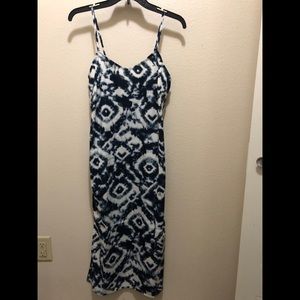 Blue tie dye midi dress